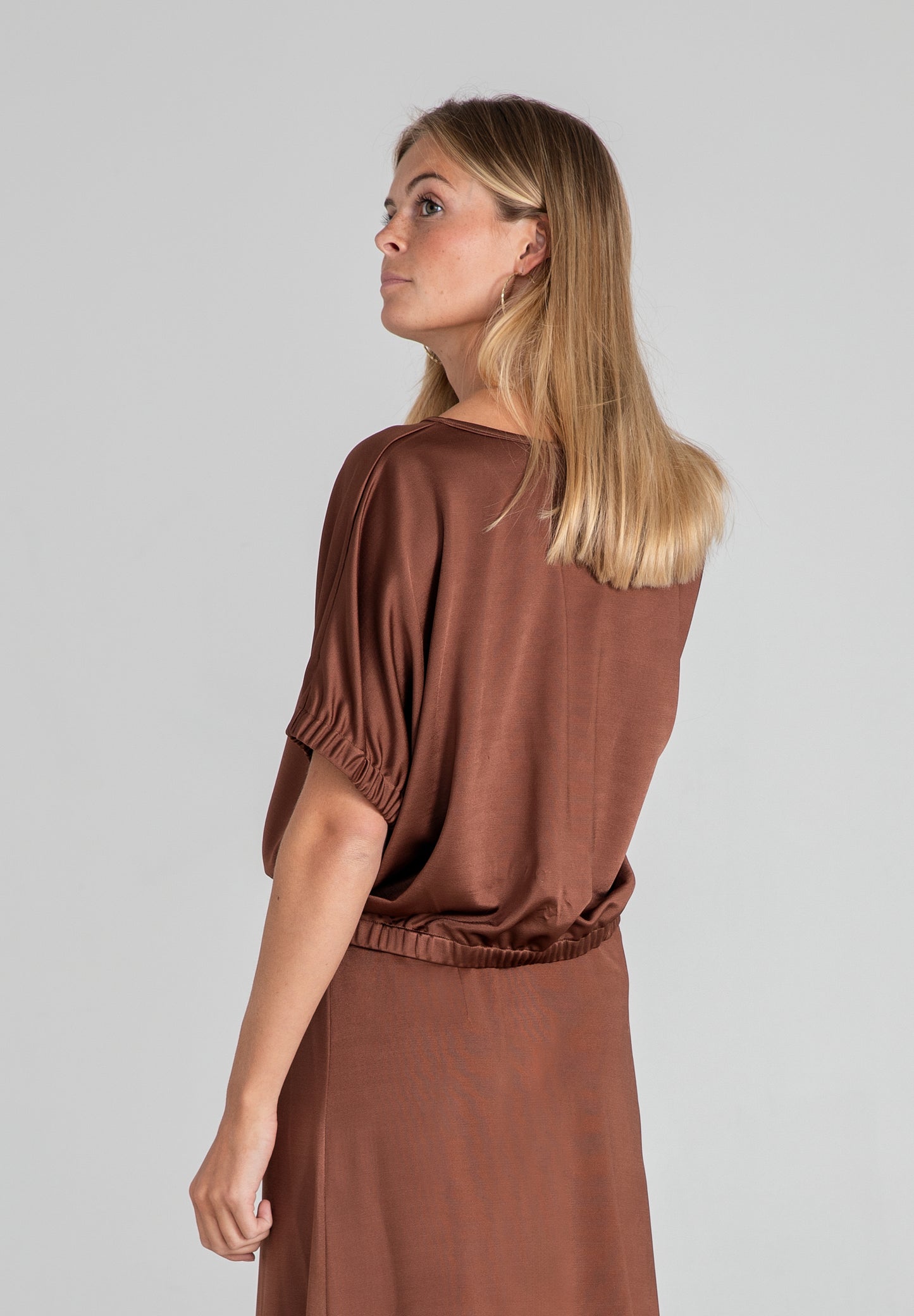 Brown Ruched Blouse