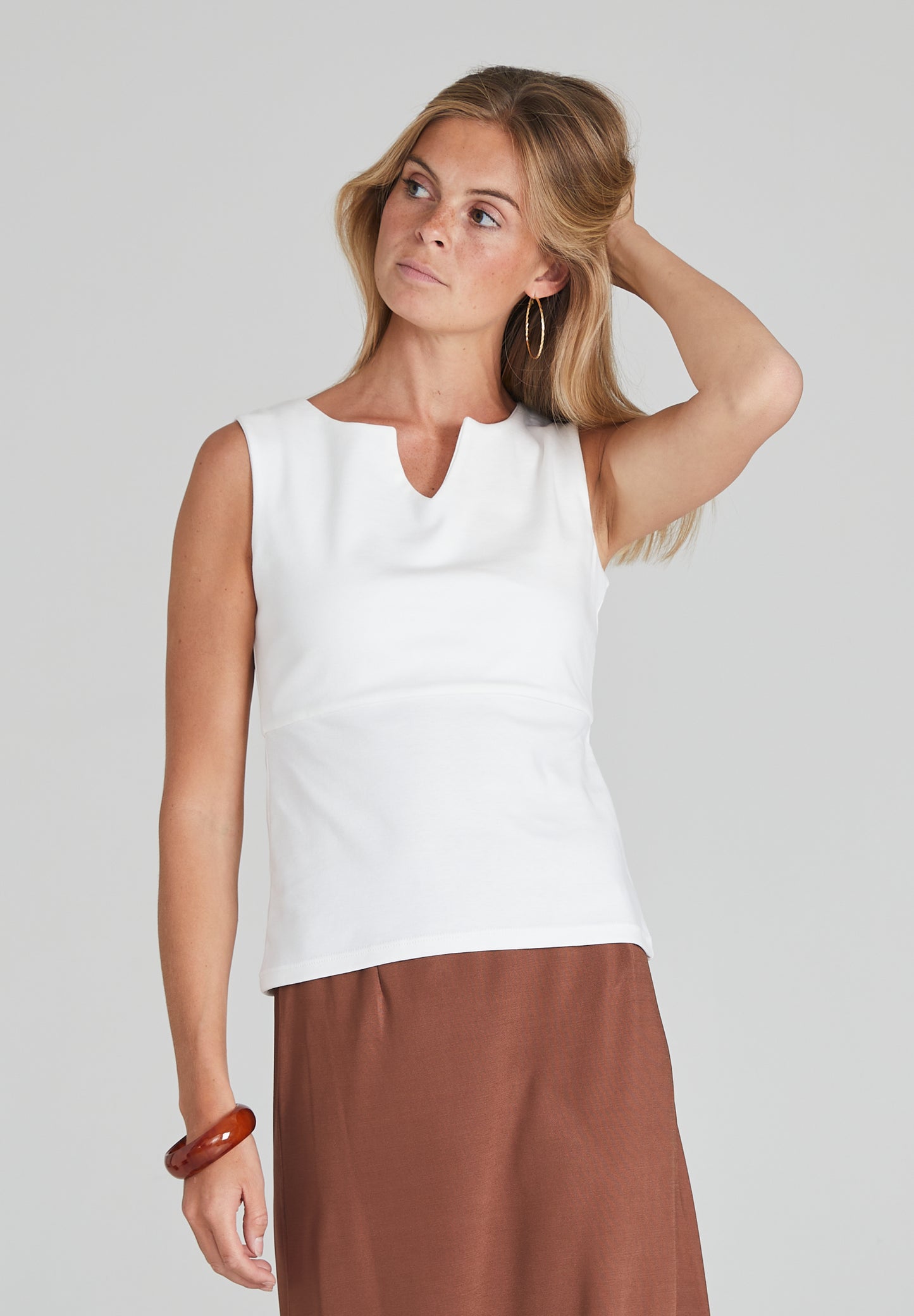 White Mini V-Neck Top