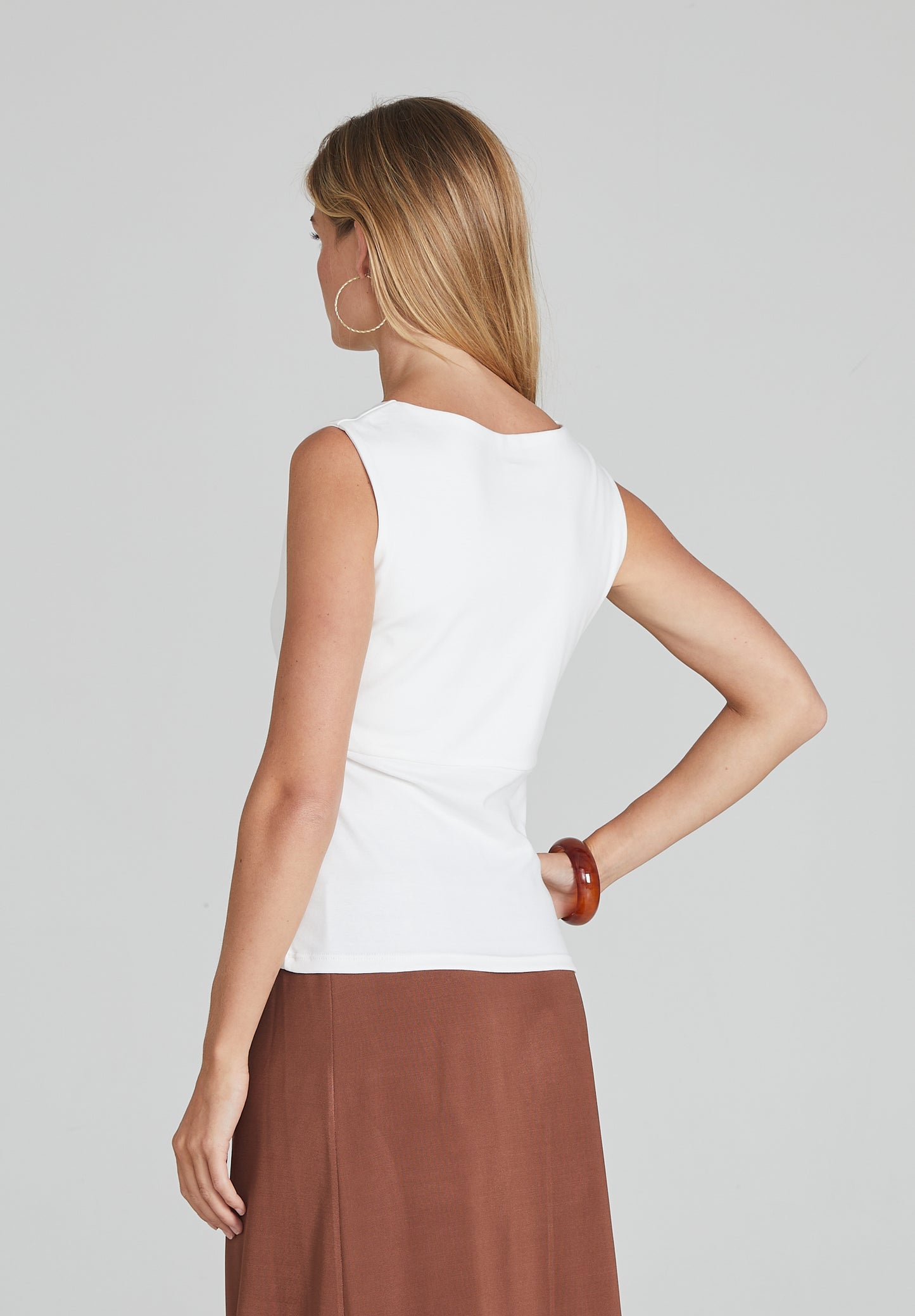 White Mini V-Neck Top