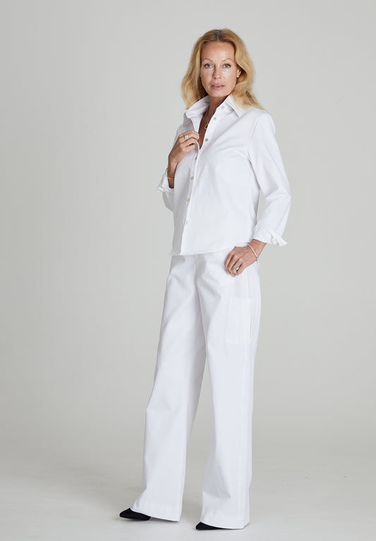 White Twill Cargo Pants