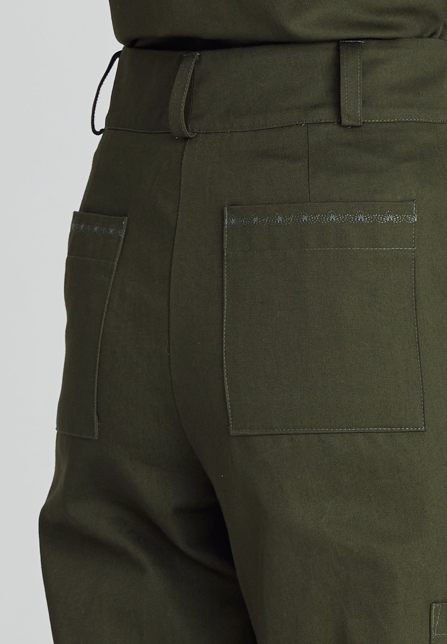 Olive Green Twill Cargo Pants