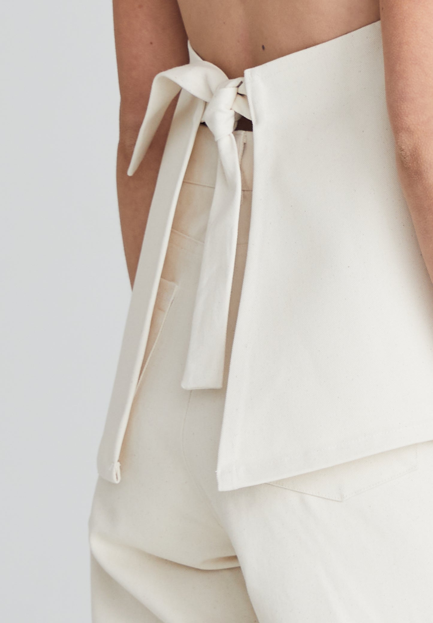 White Denim Apron Top