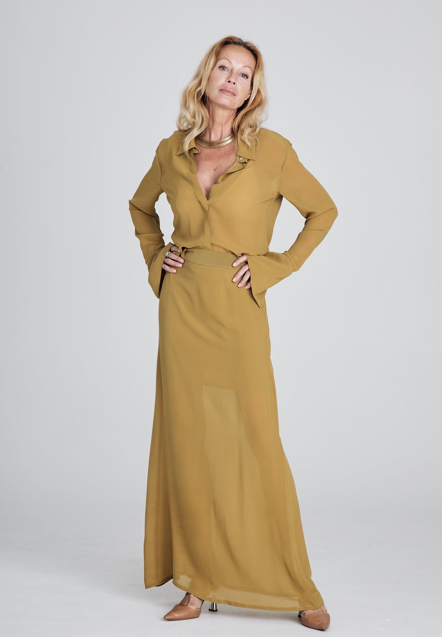 Mustard Yellow Silk Skirt