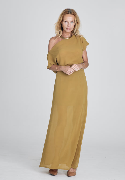 Mustard Yellow Silk Skirt