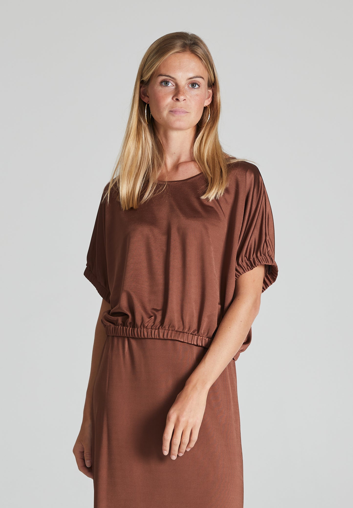Brown Ruched Blouse