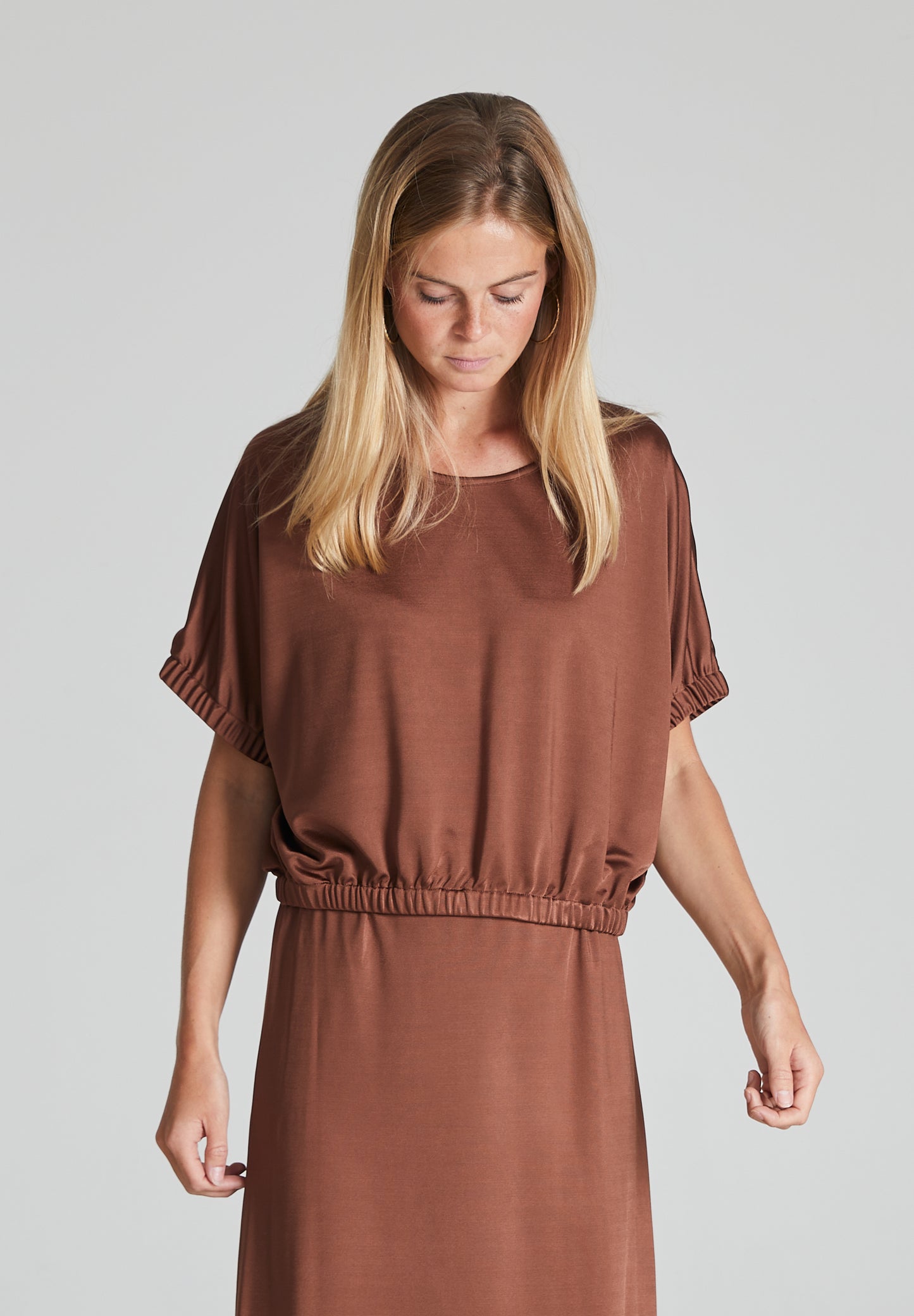 Brown Ruched Blouse