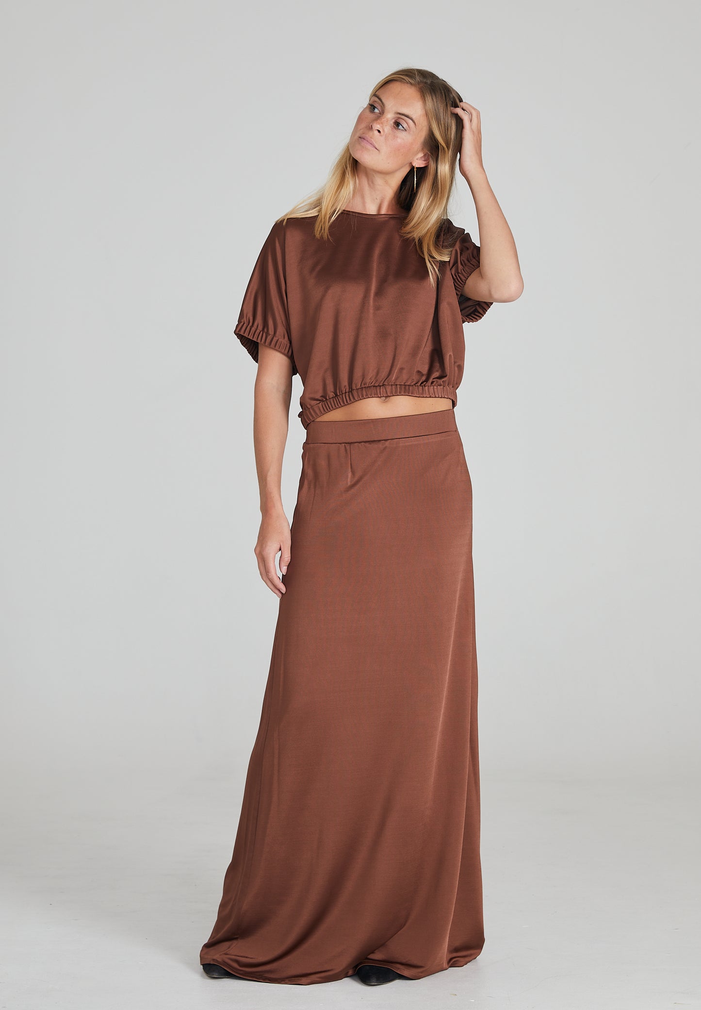 Brown Soft Long Skirt
