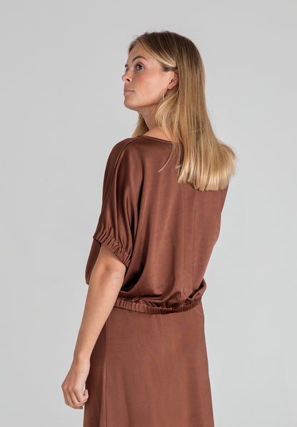 Brown Ruched Blouse
