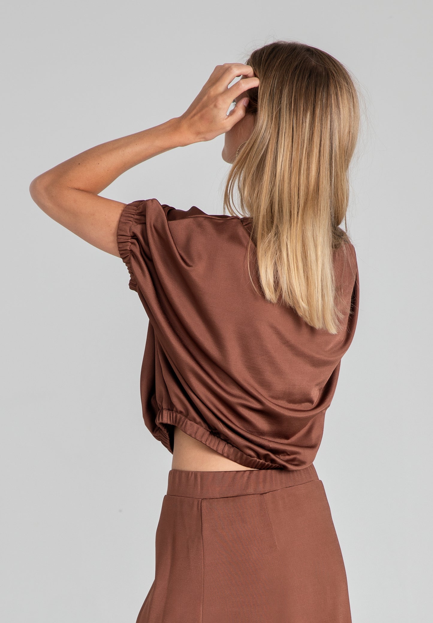 Brown Ruched Blouse