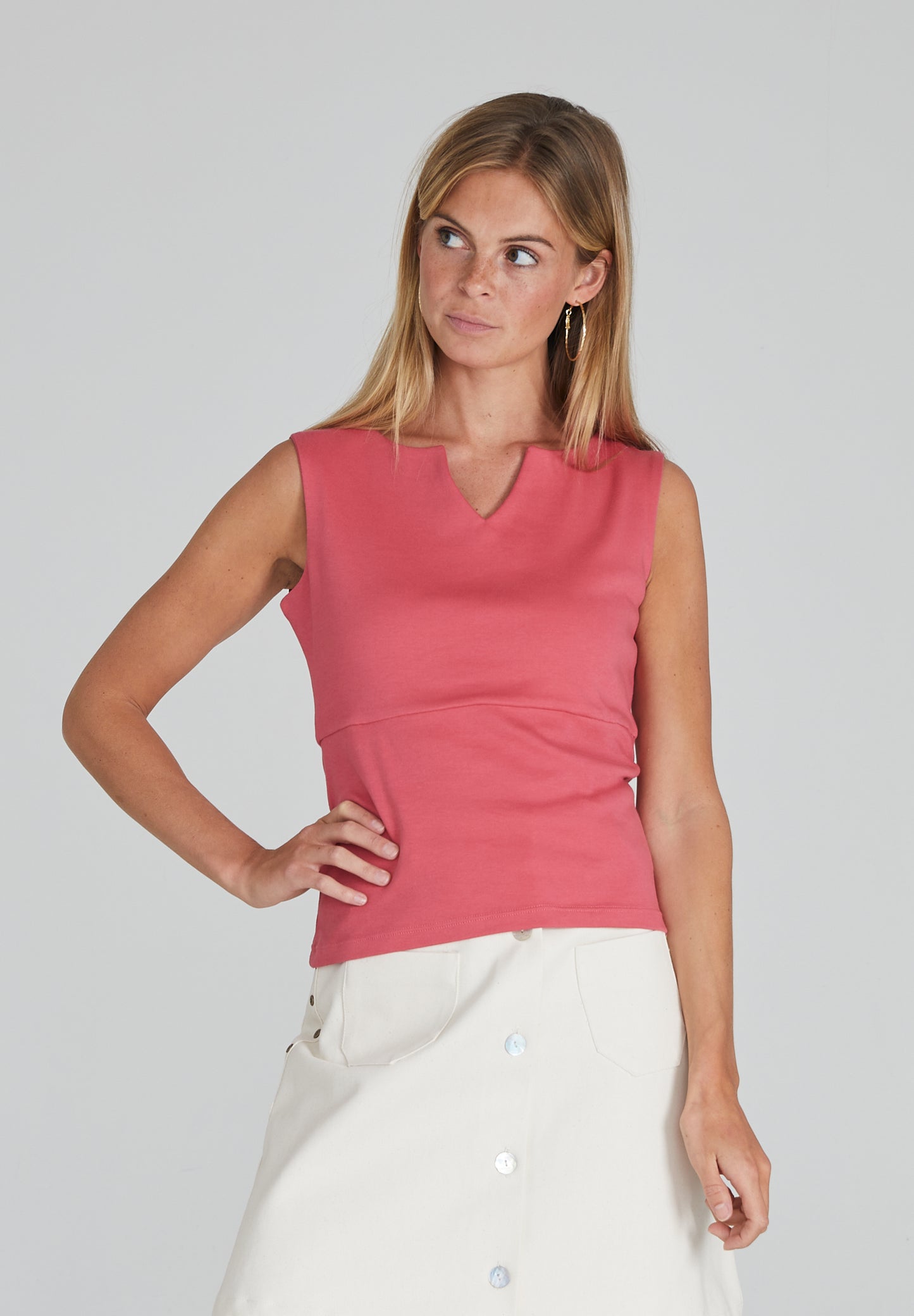Coral Mini V-Neck Top
