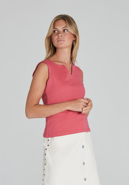 Coral Mini V-Neck Top