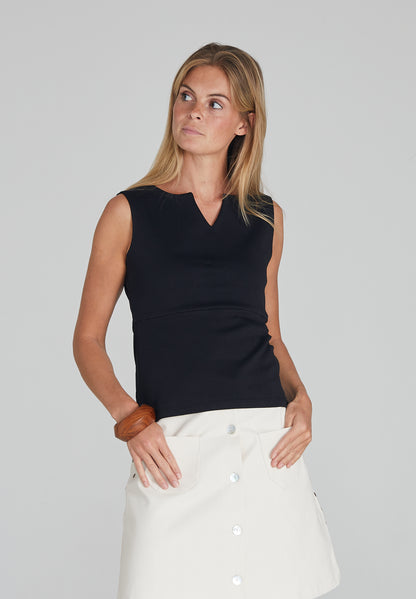 Black Mini V-Neck Top