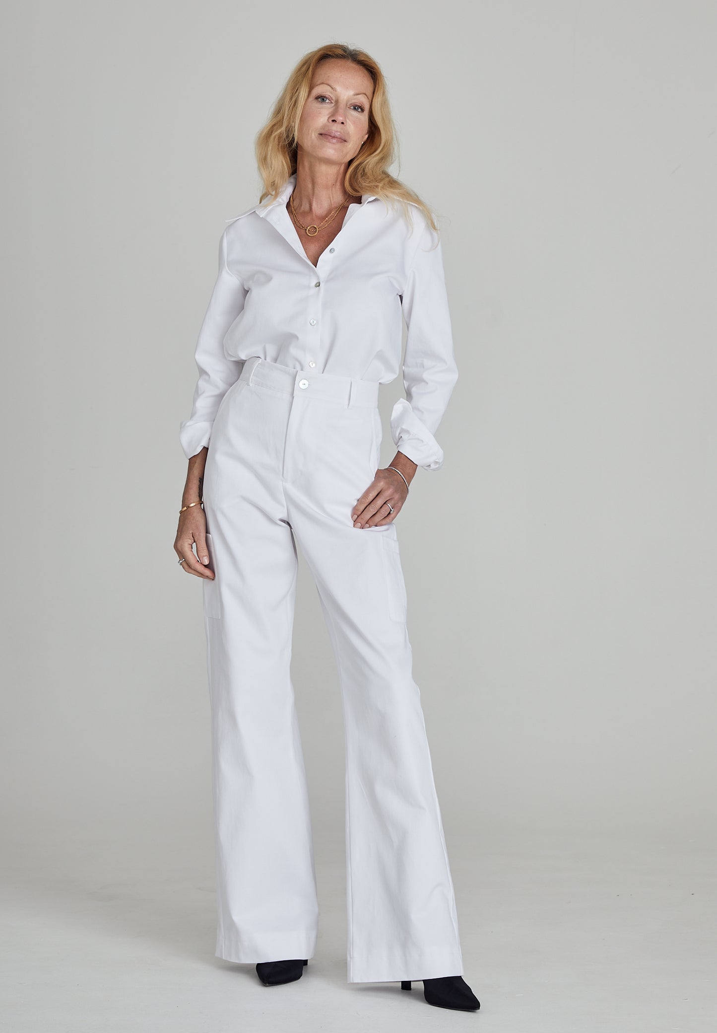 White Twill Cargo Pants