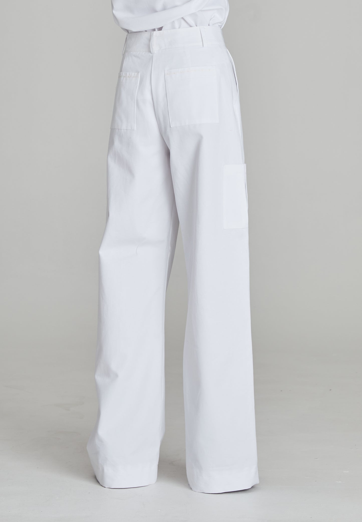 White Twill Cargo Pants