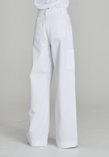 White Twill Cargo Pants