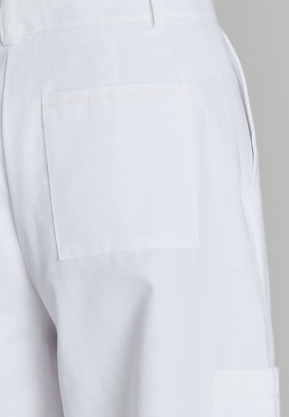 White Twill Cargo Pants
