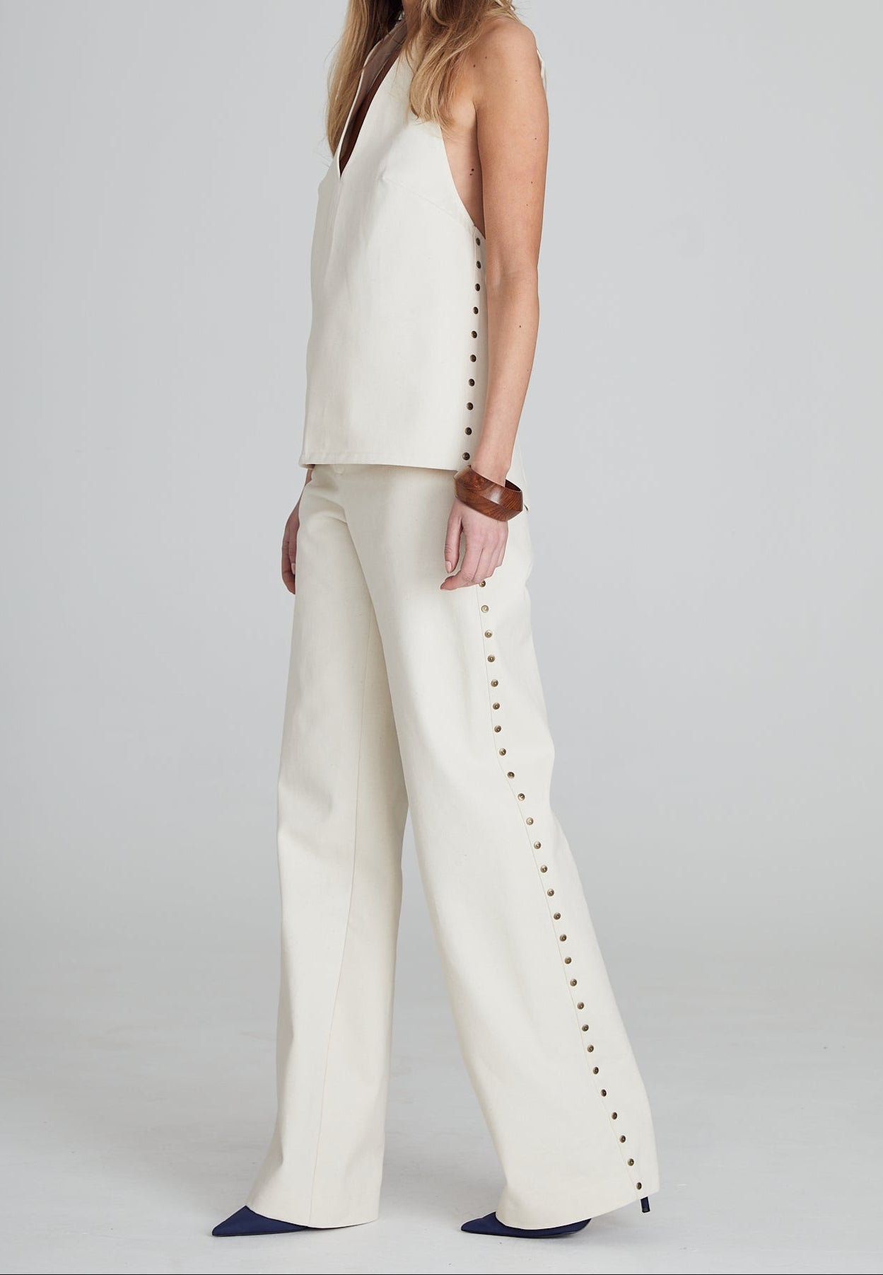 White Denim Apron Top