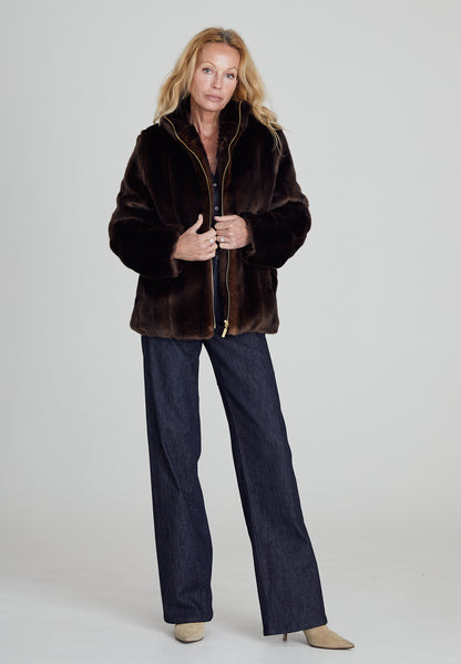 Brown Faux Fur Jacket