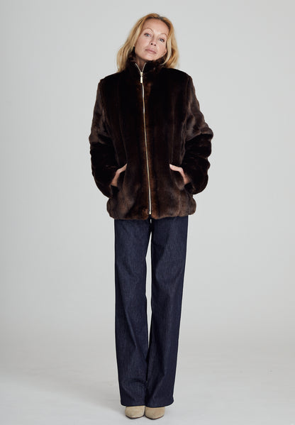 Brown Faux Fur Jacket