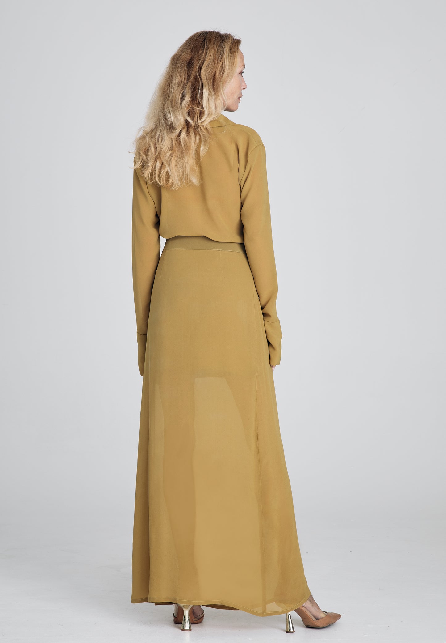 Mustard Yellow Silk Skirt