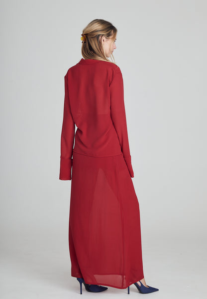 Ruby Red Silk Shirt
