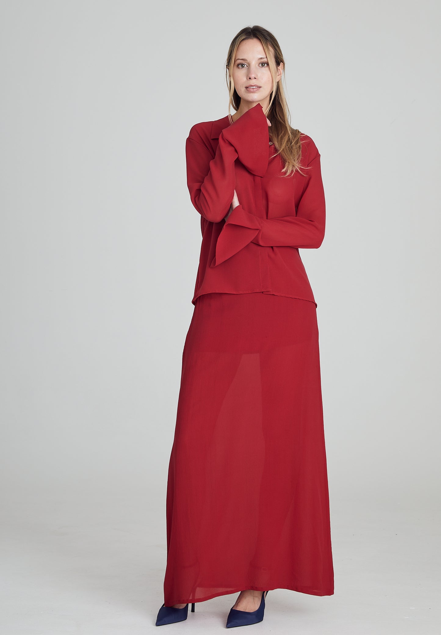 Ruby Red Silk Shirt