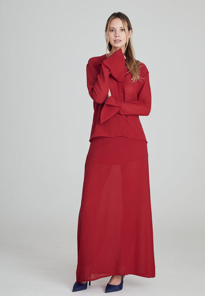 Ruby Red Silk Shirt