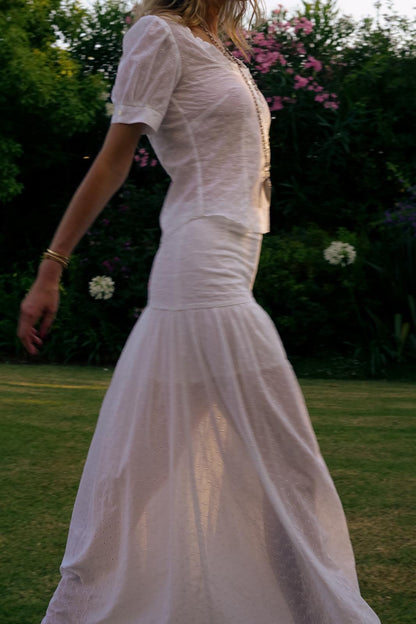 White Embroidered Skirt