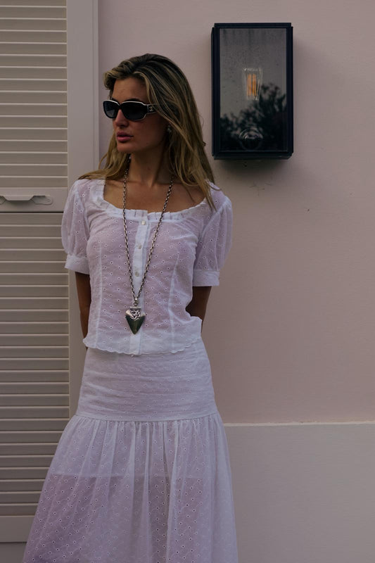 White Embroidered Blouse