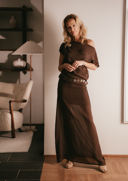 Chocolate Silk Skirt