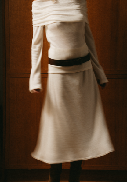 Virgin Wool Skirt Ivory